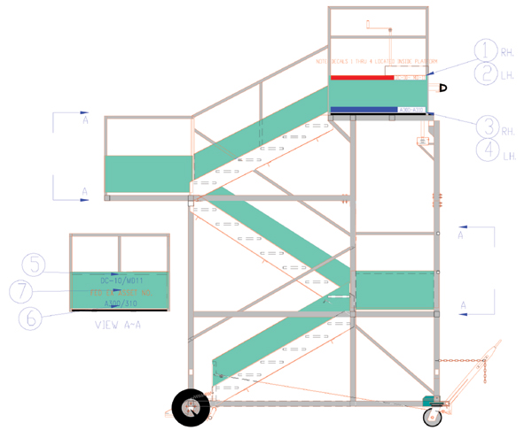 2099 Old Wide Body Crew Stair - Decal Assembly