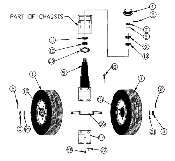 1215 Cargo Dolly - Front Caster Assembly