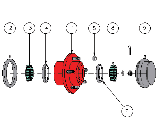 2043 AB Baggage Cart - Hub Assembly