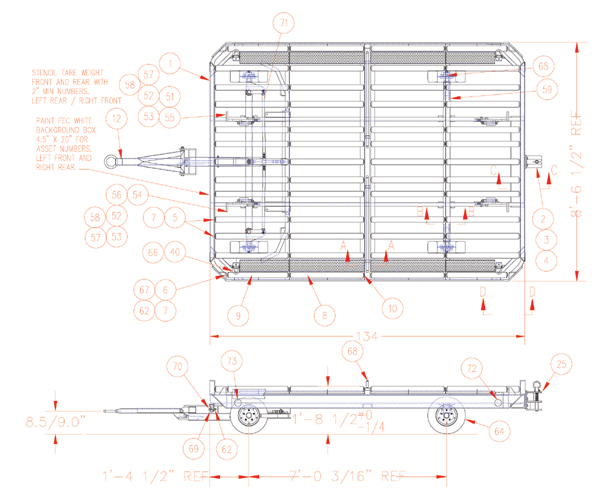 2093 ABS LD3 Dolly With Spherical Bearings