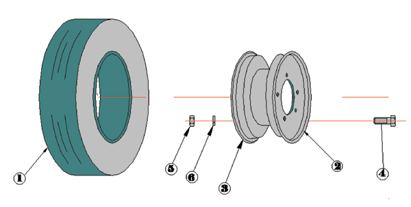 2093 ABS LD3 Dolly With Spherical Bearings - Wheel Assembly