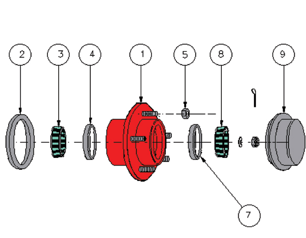 2093 ABS LD3 Dolly With Spherical Bearings - Hub Assembly