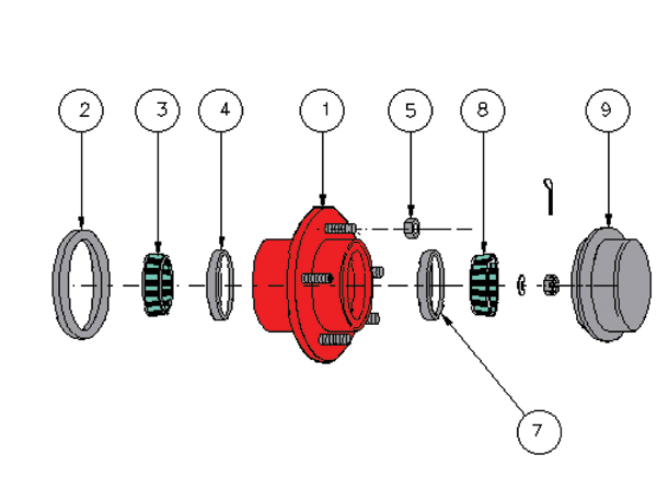 2099 Old Wide Body Crew Stair - Hub Assembly