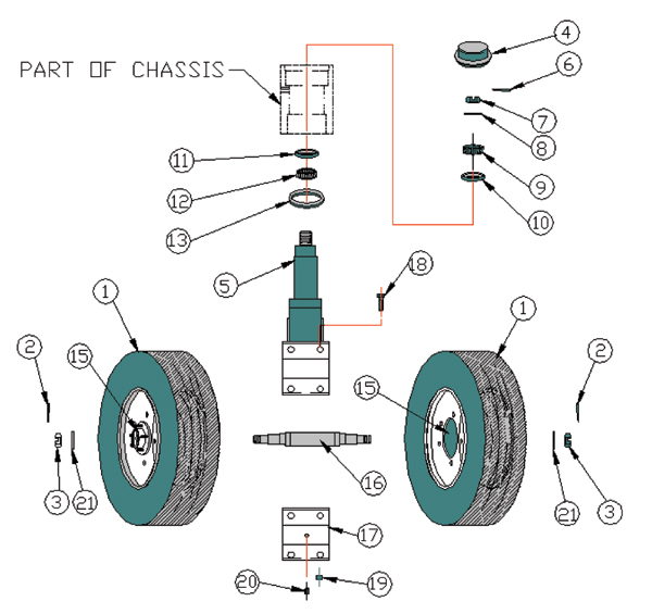 1225 AB - Front Caster Assembly